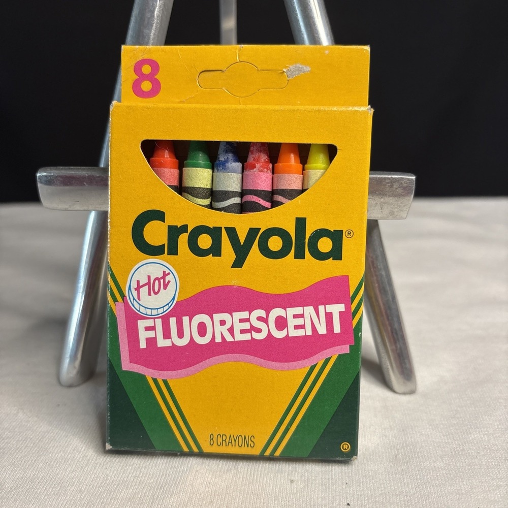 Vintage 1990 Crayola Fluorescent Crayons 8 Ct Binney Smith 52-008F USA